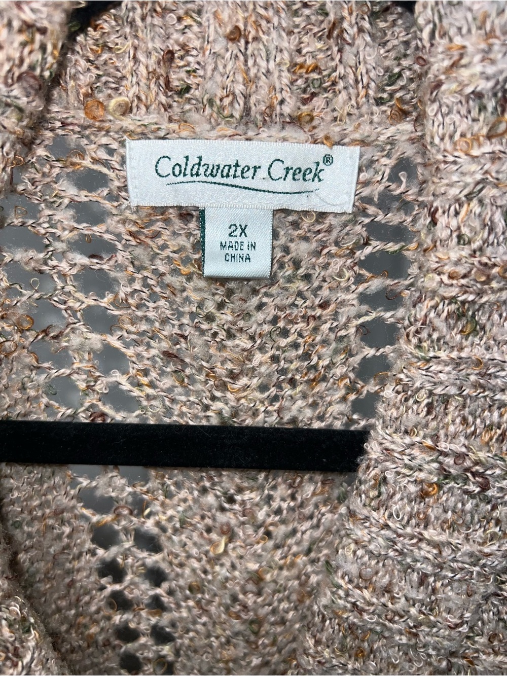 Coldwater Creek Neutral Beige Open-Knit Sleeveless Cardigan - Picture 2 of 5